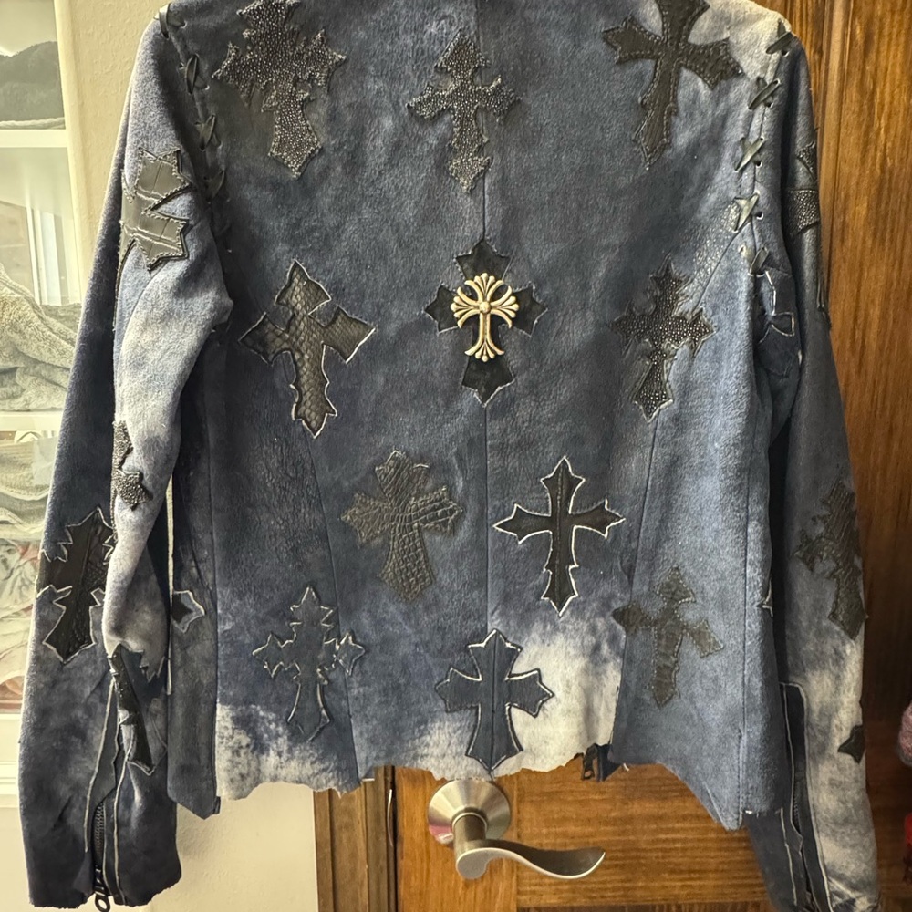Women's Blue Cross-Embellished Jacket